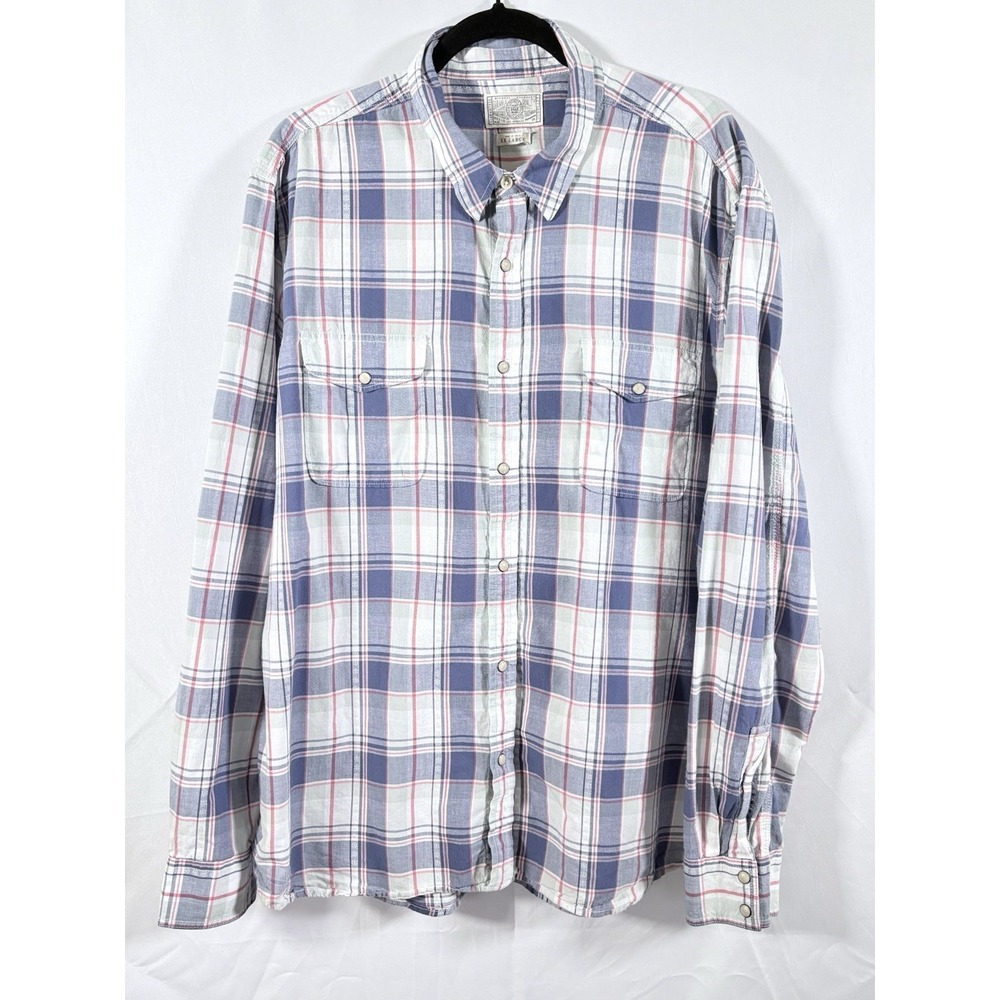 Lucky Brand shirt size 2XL long sleeves plaid pearl type snap closure